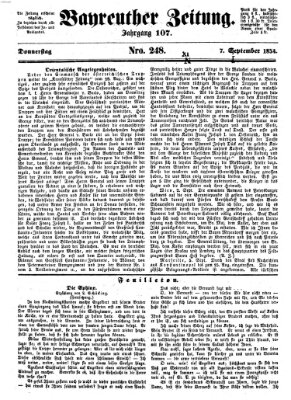 Bayreuther Zeitung Donnerstag 7. September 1854