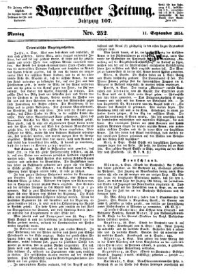 Bayreuther Zeitung Montag 11. September 1854