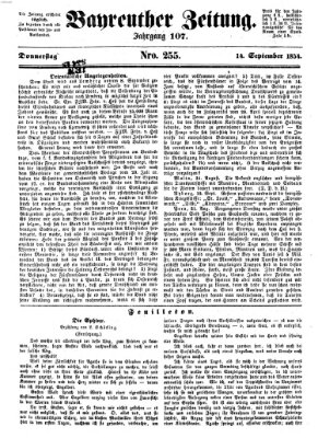 Bayreuther Zeitung Donnerstag 14. September 1854