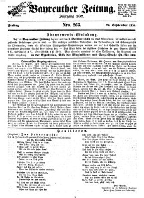 Bayreuther Zeitung Freitag 22. September 1854