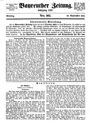 Bayreuther Zeitung Sonntag 24. September 1854