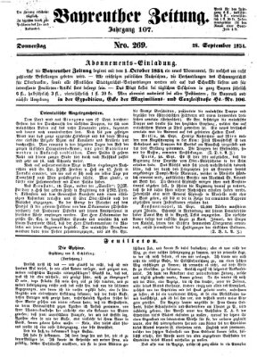 Bayreuther Zeitung Donnerstag 28. September 1854