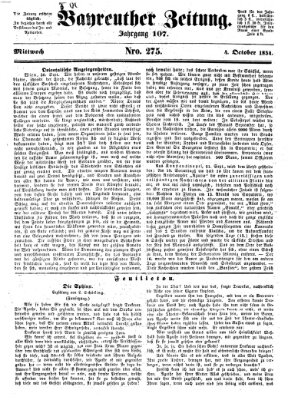 Bayreuther Zeitung Mittwoch 4. Oktober 1854