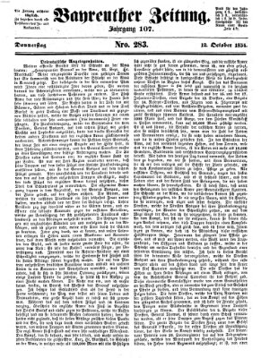 Bayreuther Zeitung Donnerstag 12. Oktober 1854