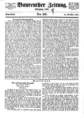 Bayreuther Zeitung Samstag 14. Oktober 1854