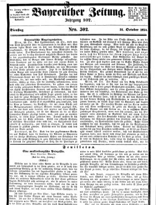 Bayreuther Zeitung Dienstag 31. Oktober 1854