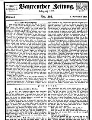 Bayreuther Zeitung Mittwoch 1. November 1854