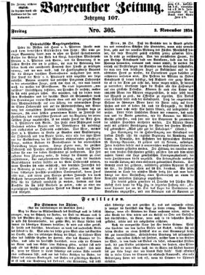 Bayreuther Zeitung Freitag 3. November 1854