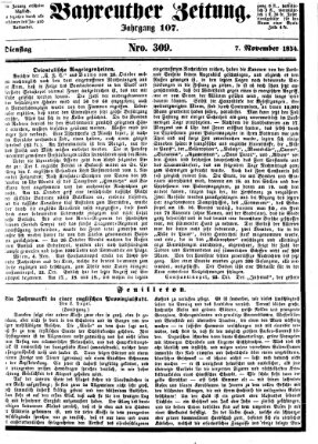 Bayreuther Zeitung Dienstag 7. November 1854