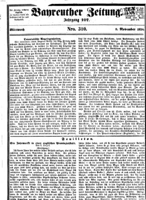 Bayreuther Zeitung Mittwoch 8. November 1854