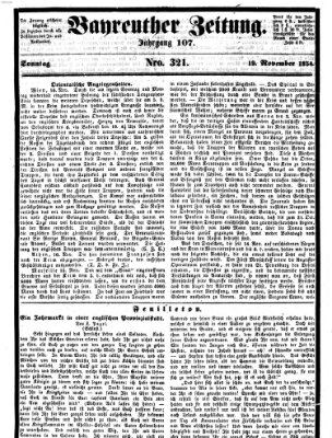 Bayreuther Zeitung Sonntag 19. November 1854