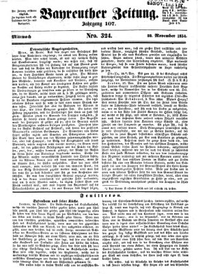 Bayreuther Zeitung Mittwoch 22. November 1854