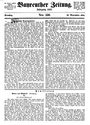 Bayreuther Zeitung Dienstag 28. November 1854