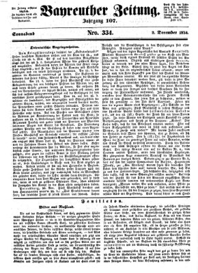 Bayreuther Zeitung Samstag 2. Dezember 1854