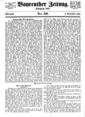 Bayreuther Zeitung Mittwoch 6. Dezember 1854