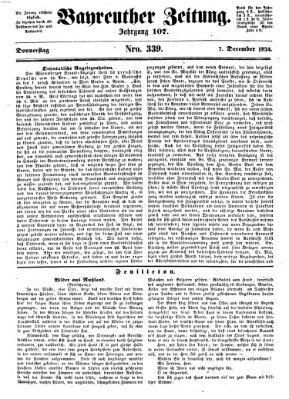 Bayreuther Zeitung Donnerstag 7. Dezember 1854