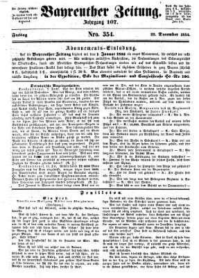 Bayreuther Zeitung Freitag 22. Dezember 1854