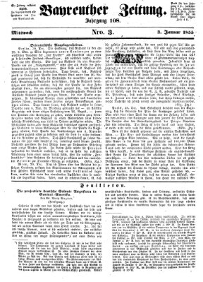 Bayreuther Zeitung Mittwoch 3. Januar 1855