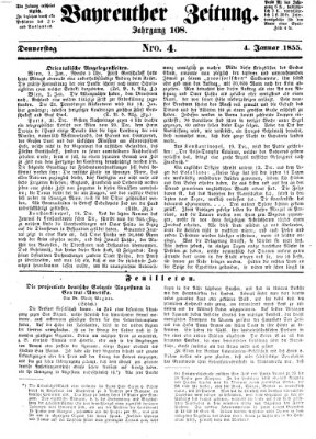 Bayreuther Zeitung Donnerstag 4. Januar 1855