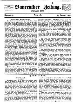 Bayreuther Zeitung Samstag 6. Januar 1855