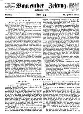 Bayreuther Zeitung Montag 22. Januar 1855