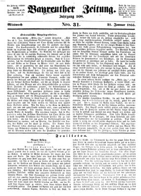 Bayreuther Zeitung Mittwoch 31. Januar 1855