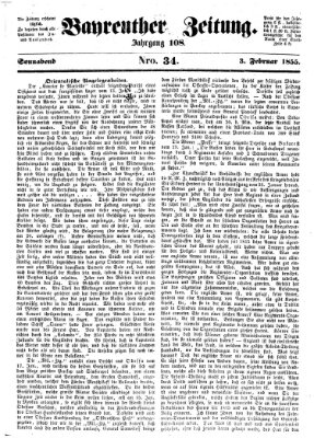 Bayreuther Zeitung Samstag 3. Februar 1855