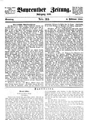 Bayreuther Zeitung Sonntag 4. Februar 1855