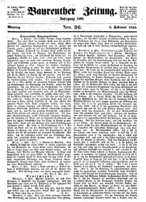 Bayreuther Zeitung Montag 5. Februar 1855