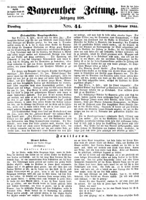 Bayreuther Zeitung Dienstag 13. Februar 1855