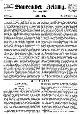 Bayreuther Zeitung Sonntag 18. Februar 1855