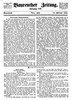 Bayreuther Zeitung Samstag 24. Februar 1855