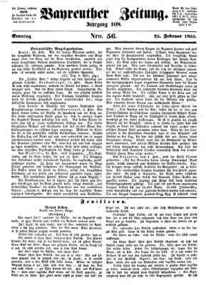 Bayreuther Zeitung Sonntag 25. Februar 1855