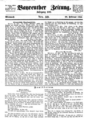 Bayreuther Zeitung Mittwoch 28. Februar 1855