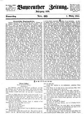 Bayreuther Zeitung Donnerstag 1. März 1855