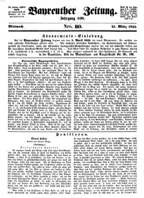 Bayreuther Zeitung Mittwoch 21. März 1855