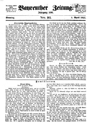 Bayreuther Zeitung Sonntag 1. April 1855