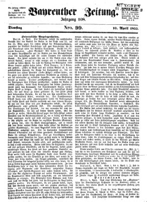 Bayreuther Zeitung Dienstag 10. April 1855