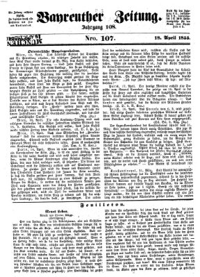 Bayreuther Zeitung Mittwoch 18. April 1855