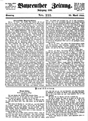 Bayreuther Zeitung Sonntag 22. April 1855