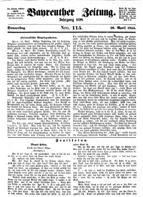 Bayreuther Zeitung Donnerstag 26. April 1855