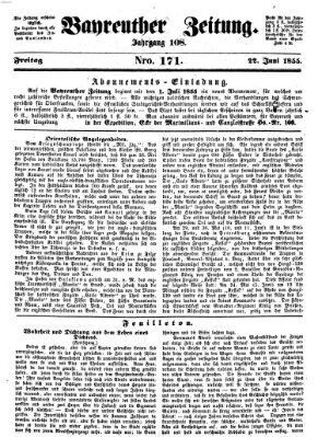 Bayreuther Zeitung Freitag 22. Juni 1855