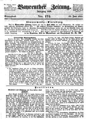 Bayreuther Zeitung Samstag 23. Juni 1855