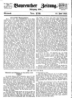 Bayreuther Zeitung Mittwoch 27. Juni 1855