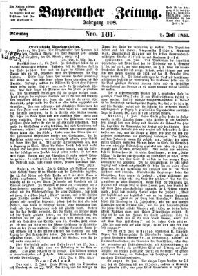 Bayreuther Zeitung Montag 2. Juli 1855