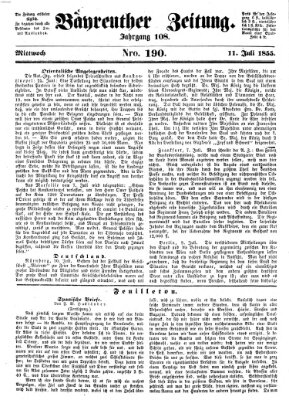 Bayreuther Zeitung Mittwoch 11. Juli 1855