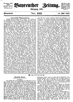 Bayreuther Zeitung Samstag 14. Juli 1855