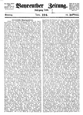 Bayreuther Zeitung Sonntag 15. Juli 1855