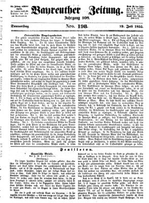 Bayreuther Zeitung Donnerstag 19. Juli 1855