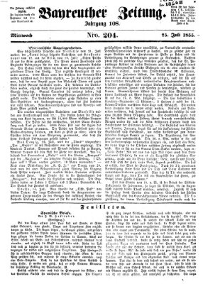 Bayreuther Zeitung Mittwoch 25. Juli 1855